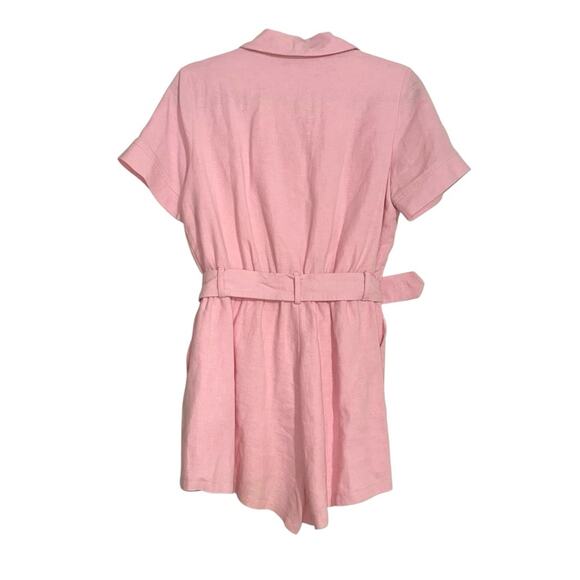 Lost + Wander Anthropologie Majorca Linen Blend Pink Short Sleeve Romper SMALL - Picture 4 of 10